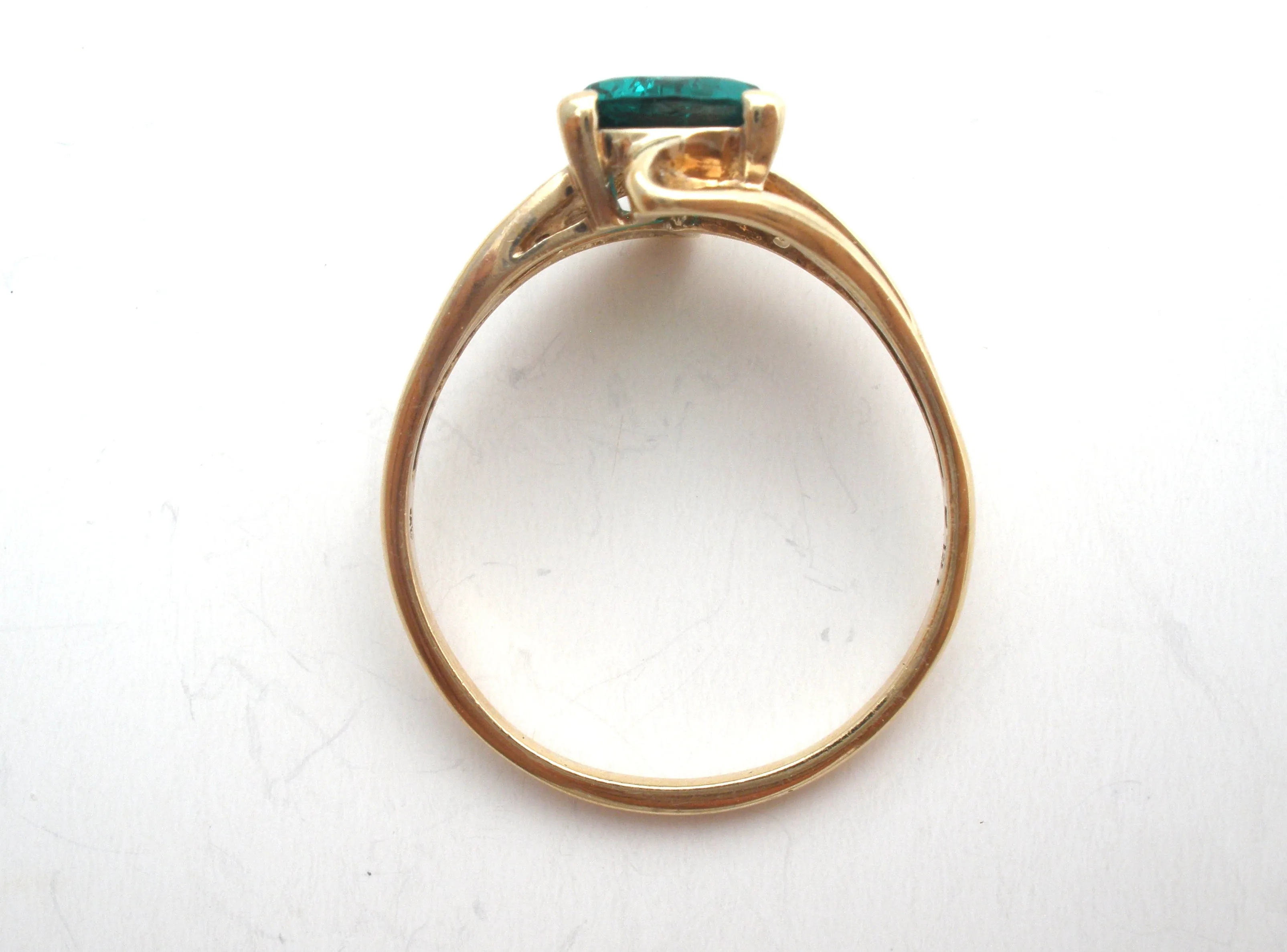 Emerald & Diamond 10K Gold Ring Size 10