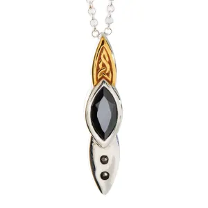 Eternity Celtic Knot Pendant Necklace with Genuine Black Spinel