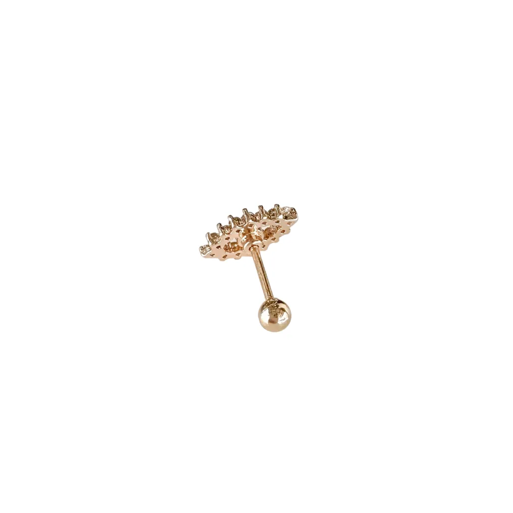 Evil Eye Crystal Barbell Earring - Rose Gold
