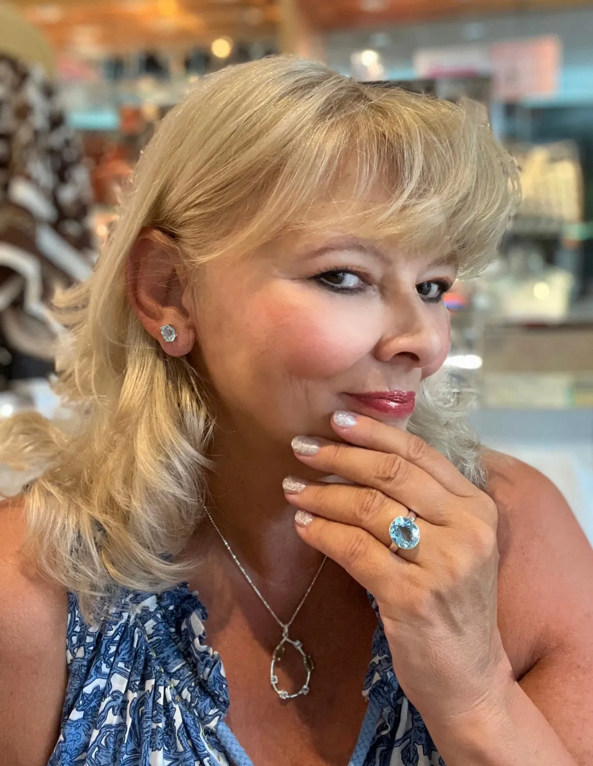 Genuine Blue Topaz Stud Earrings