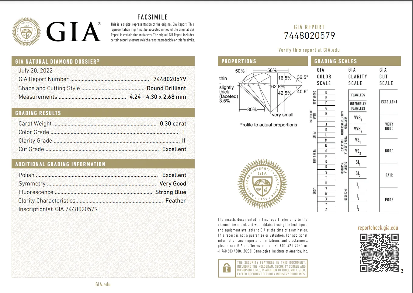 GIA Certified Round White Diamond Ring