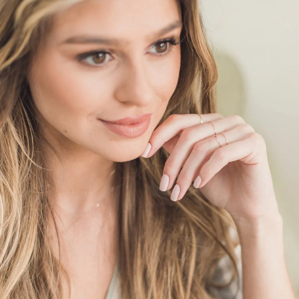 Hammered Skinny Stacking Ring, 14k Gold