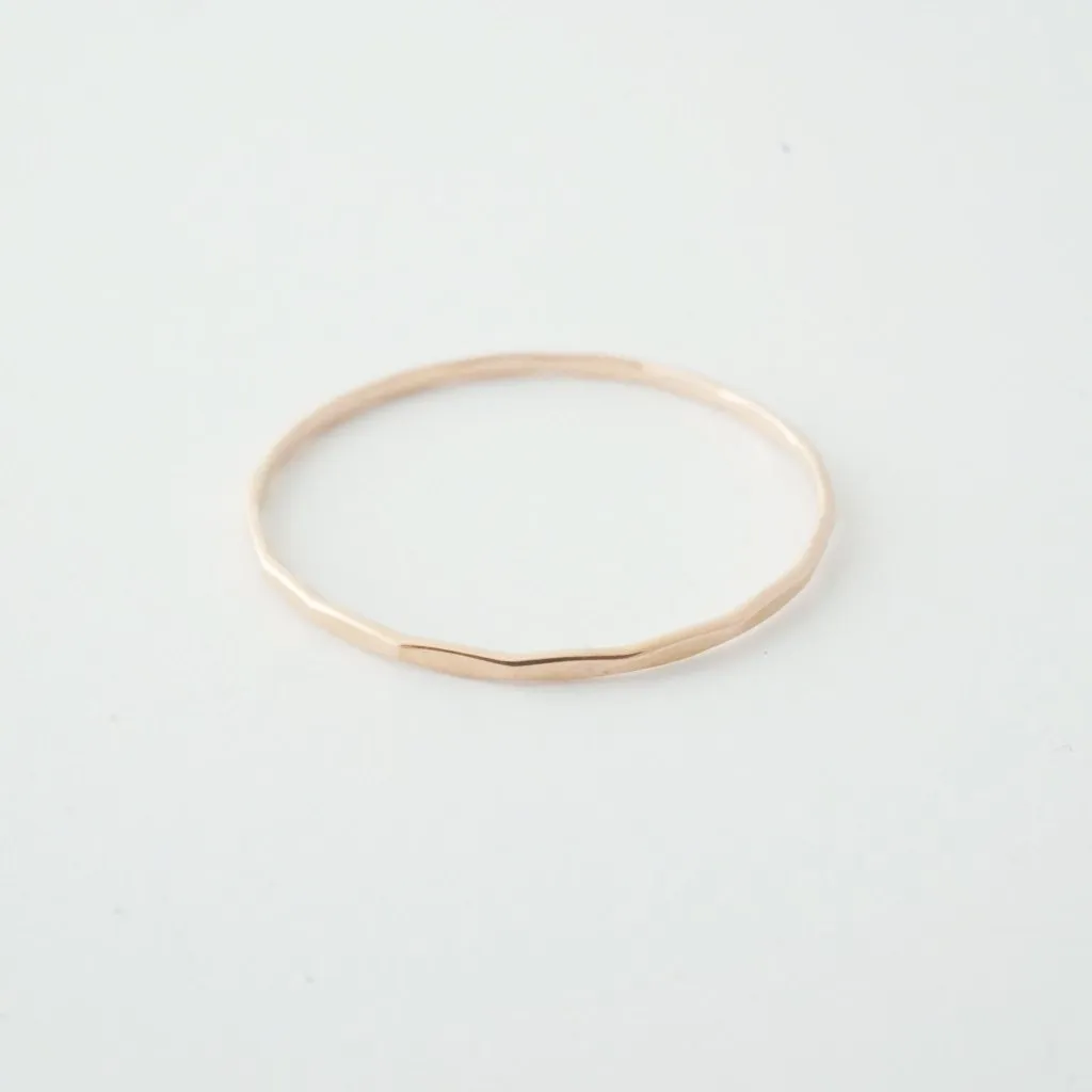 Hammered Skinny Stacking Ring, 14k Gold
