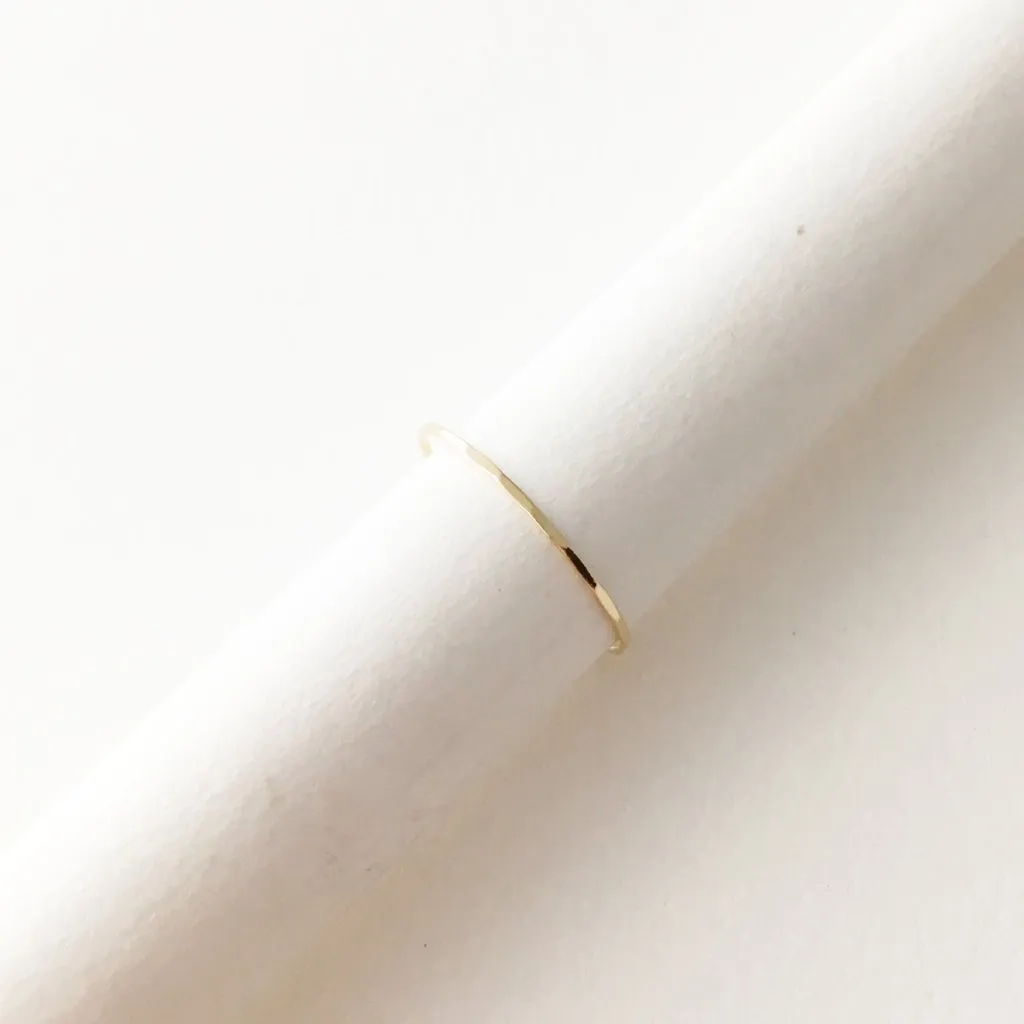 Hammered Skinny Stacking Ring, 14k Gold