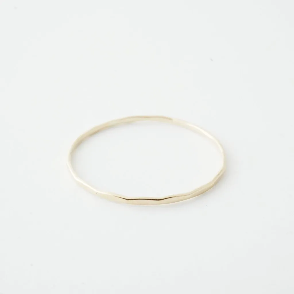 Hammered Skinny Stacking Ring, 14k Gold