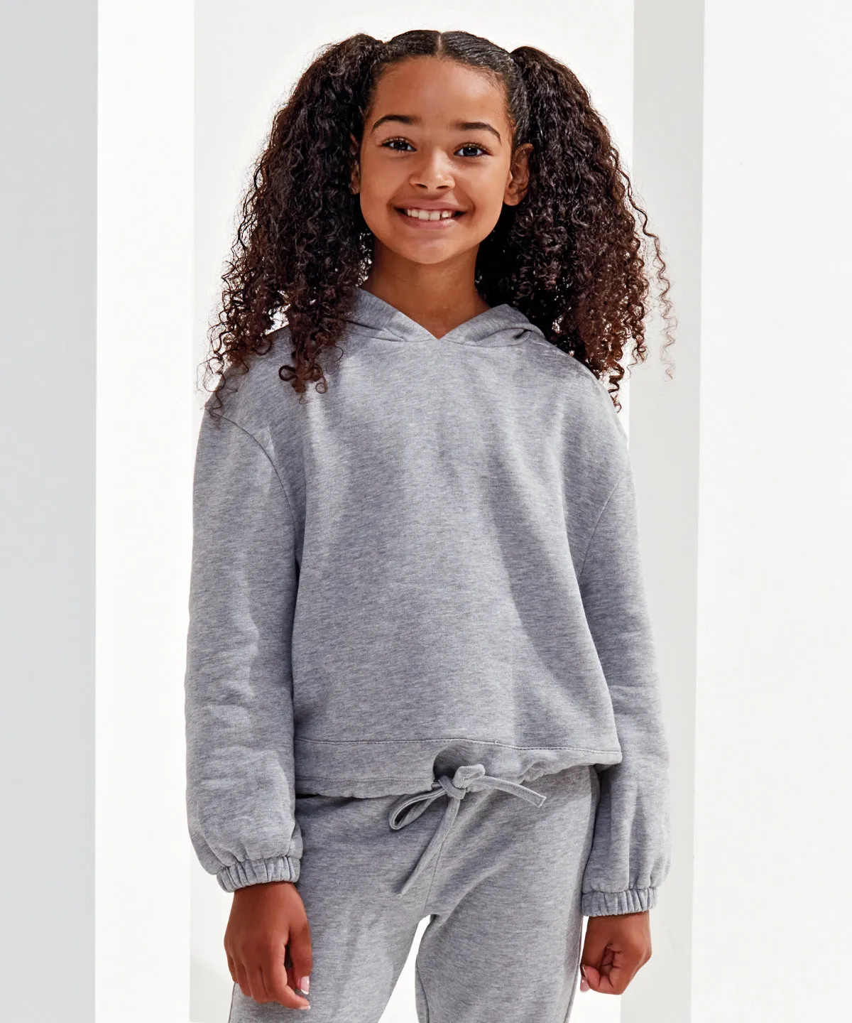 Heather Grey - Kids TriDri® recycled cropped oversize hoodie