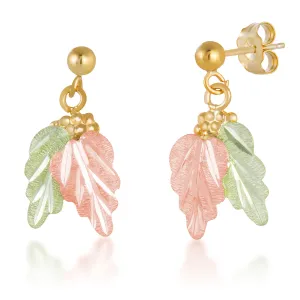 Landstrom's Black Hills Gold Grape Cluster & Leaves Post Dangle Earrings
