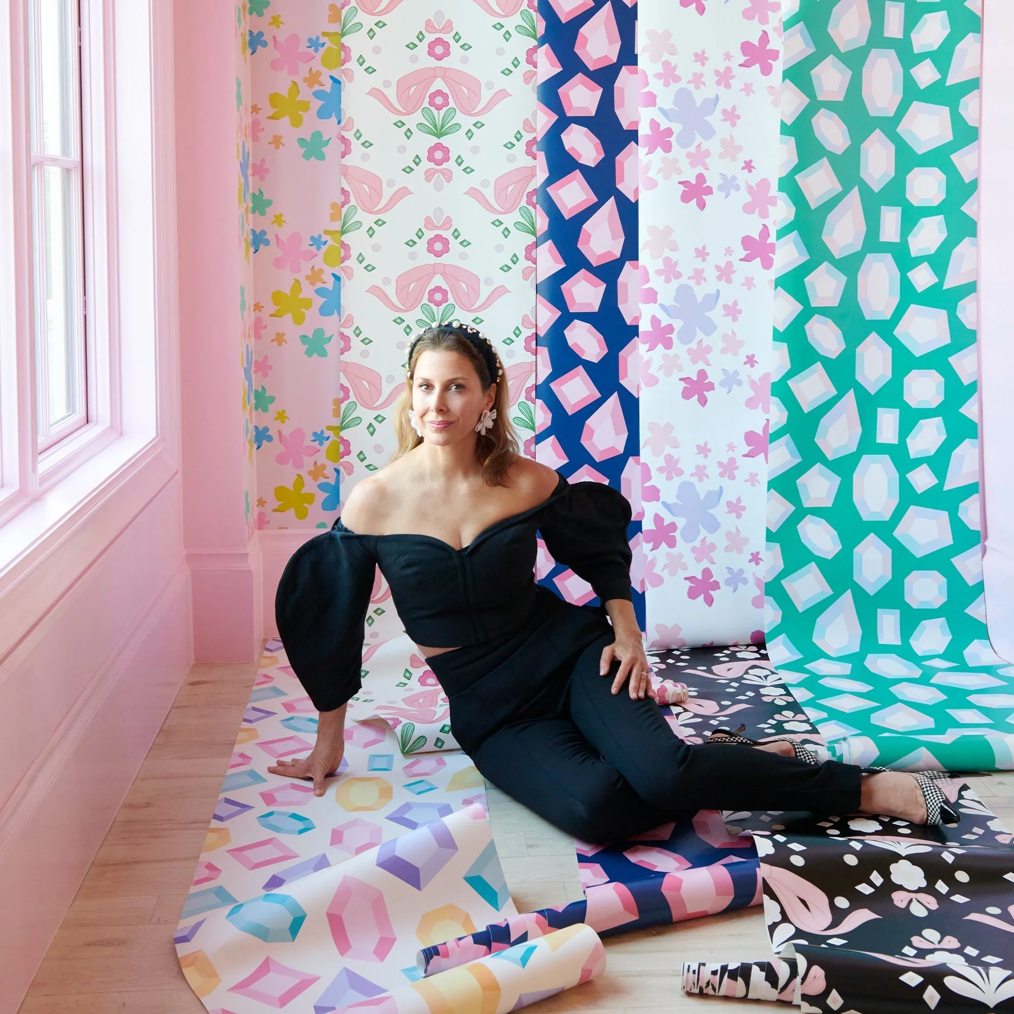 LELE SADOUGHI X NUWALLPAPER BY WALLPOPS® LELE GEMS NAVY PEEL AND STICK WALLPAPER