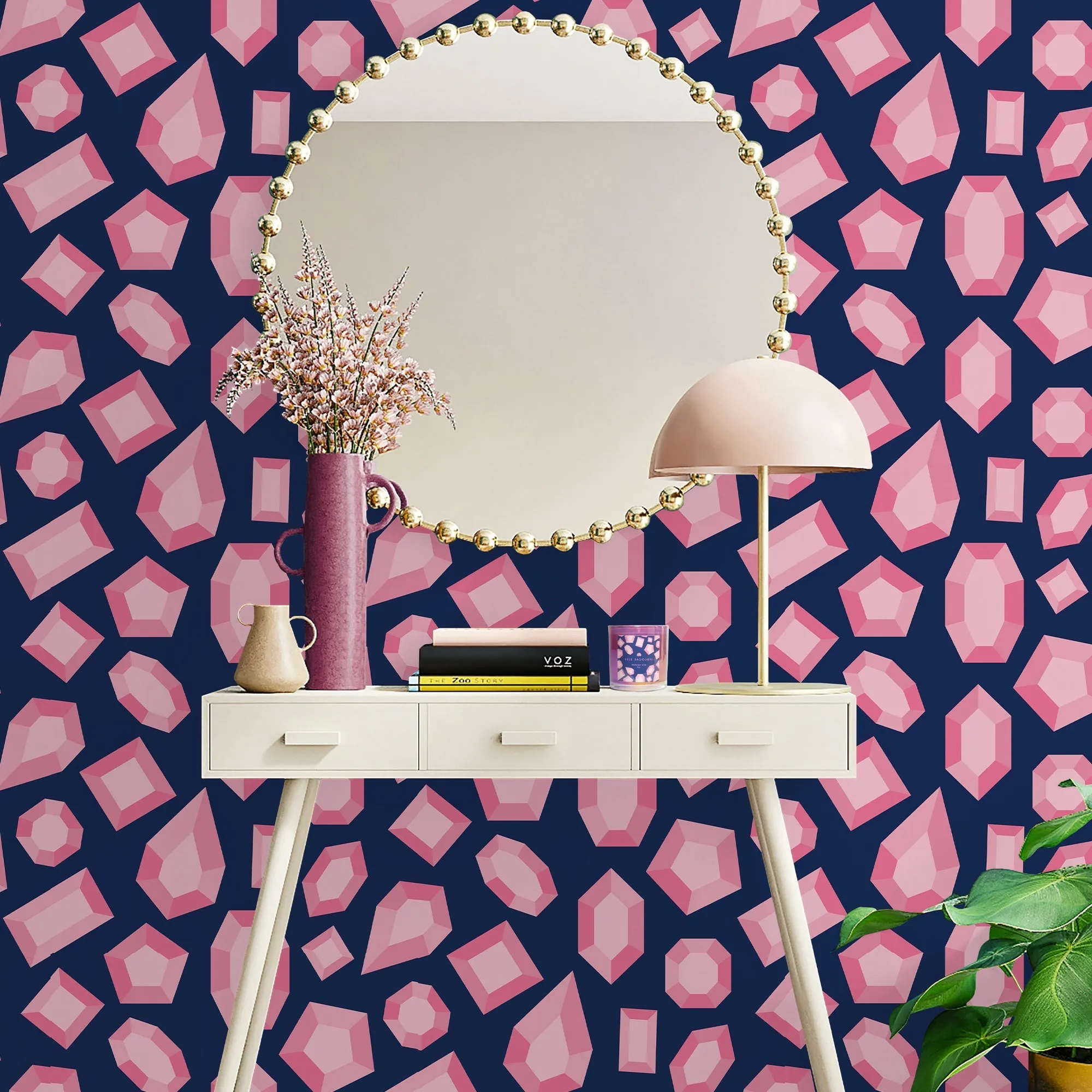LELE SADOUGHI X NUWALLPAPER BY WALLPOPS® LELE GEMS NAVY PEEL AND STICK WALLPAPER