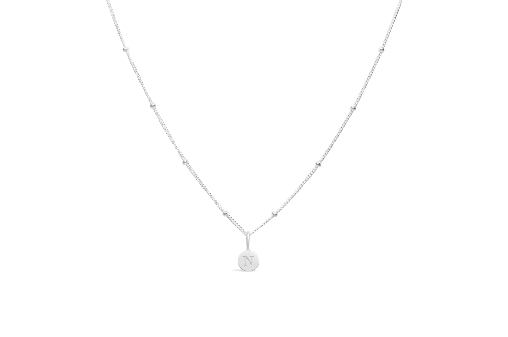 Love Letters Mini Disk Letter Necklace "N"