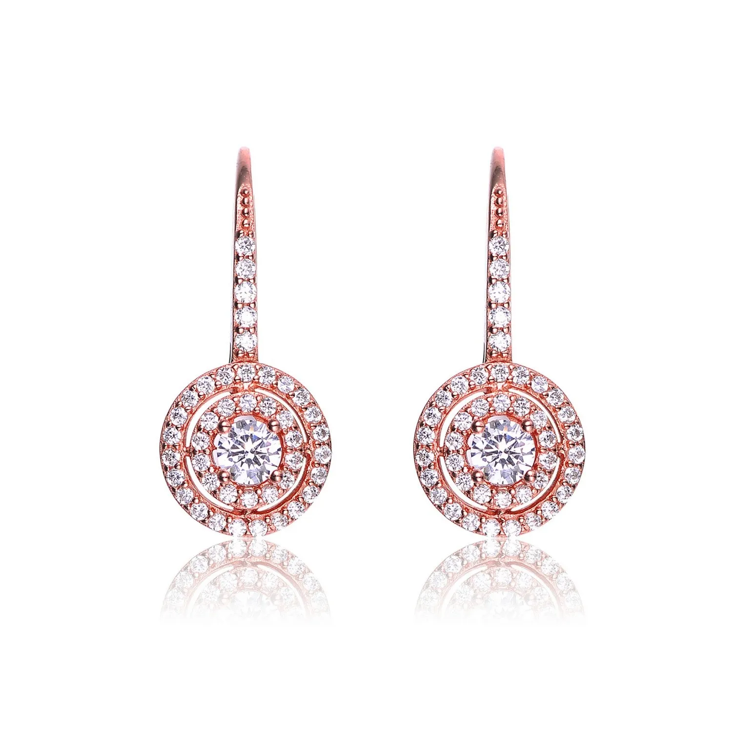 Marie Double Halo Rose Gold Earrings