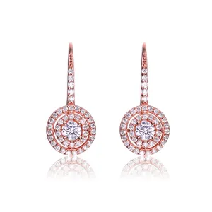 Marie Double Halo Rose Gold Earrings