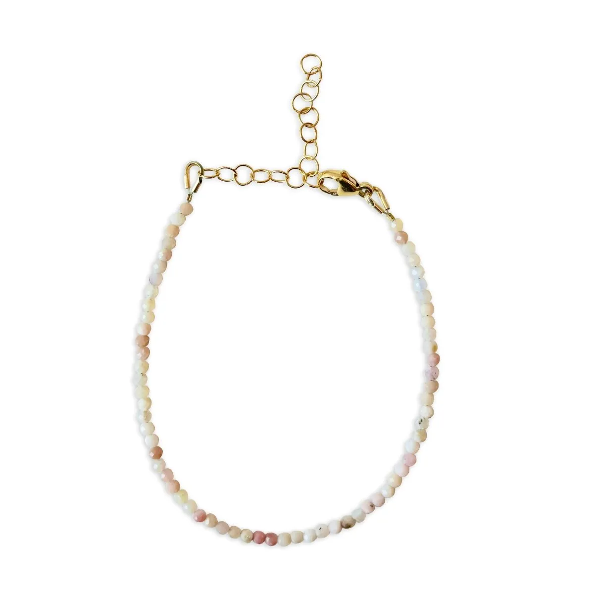 Mini Pink Opal Gemstone Bracelet, Tiny Faceted Gemstone Bracelet