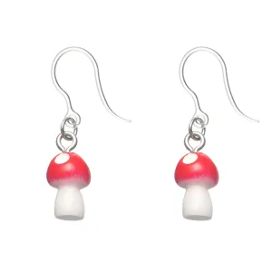 Miniature Mushroom Dangles Hypoallergenic Earrings for Sensitive Ears Made with Plastic Posts