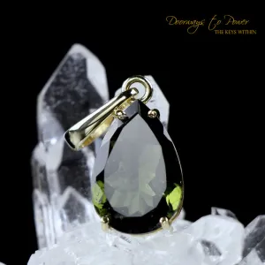 Moldavite Tektite Pendant in 14k Gold A   