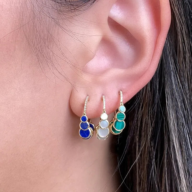 Mop Dangle Hoop Earrings