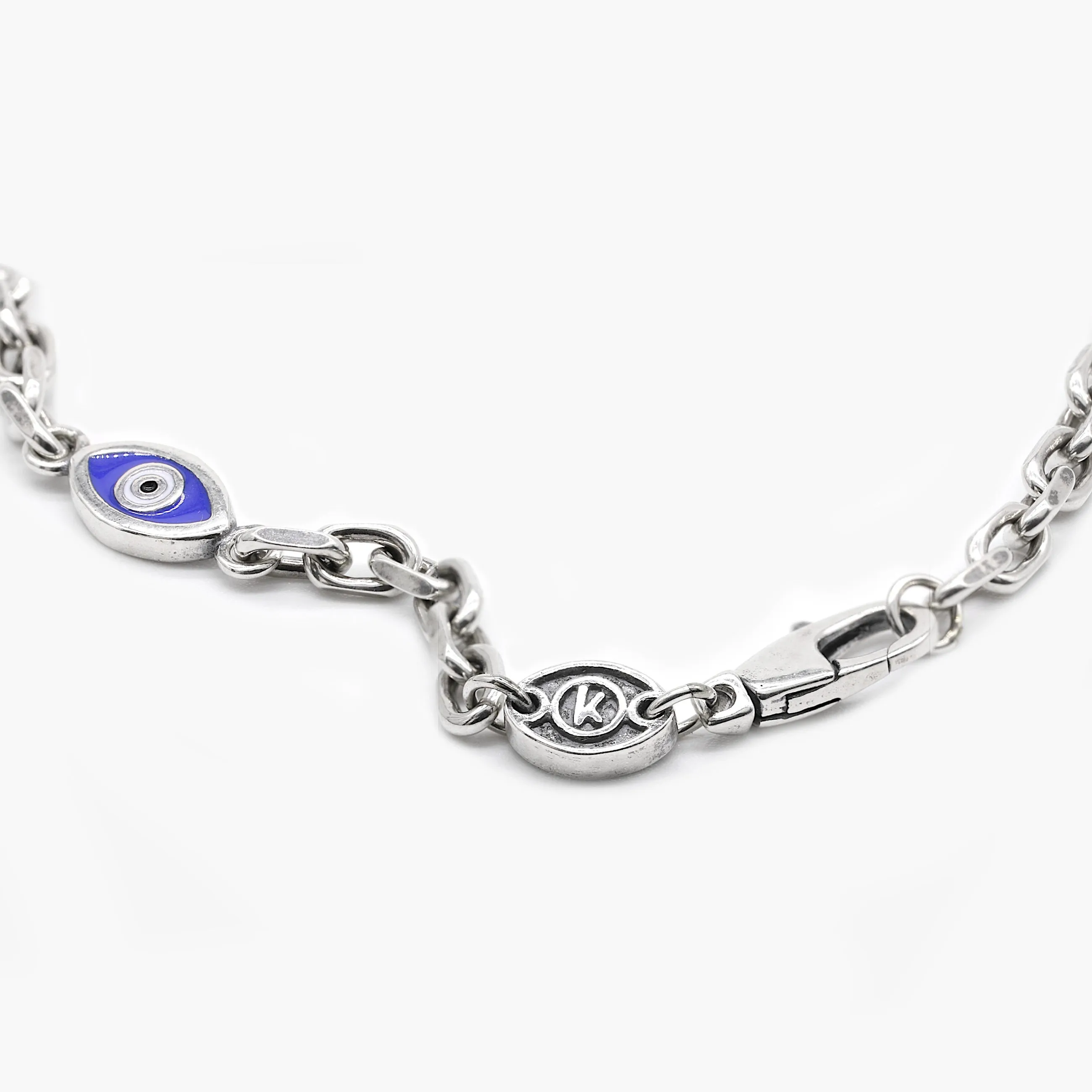 Multi Evil Eye Sterling Silver Chain Bracelet