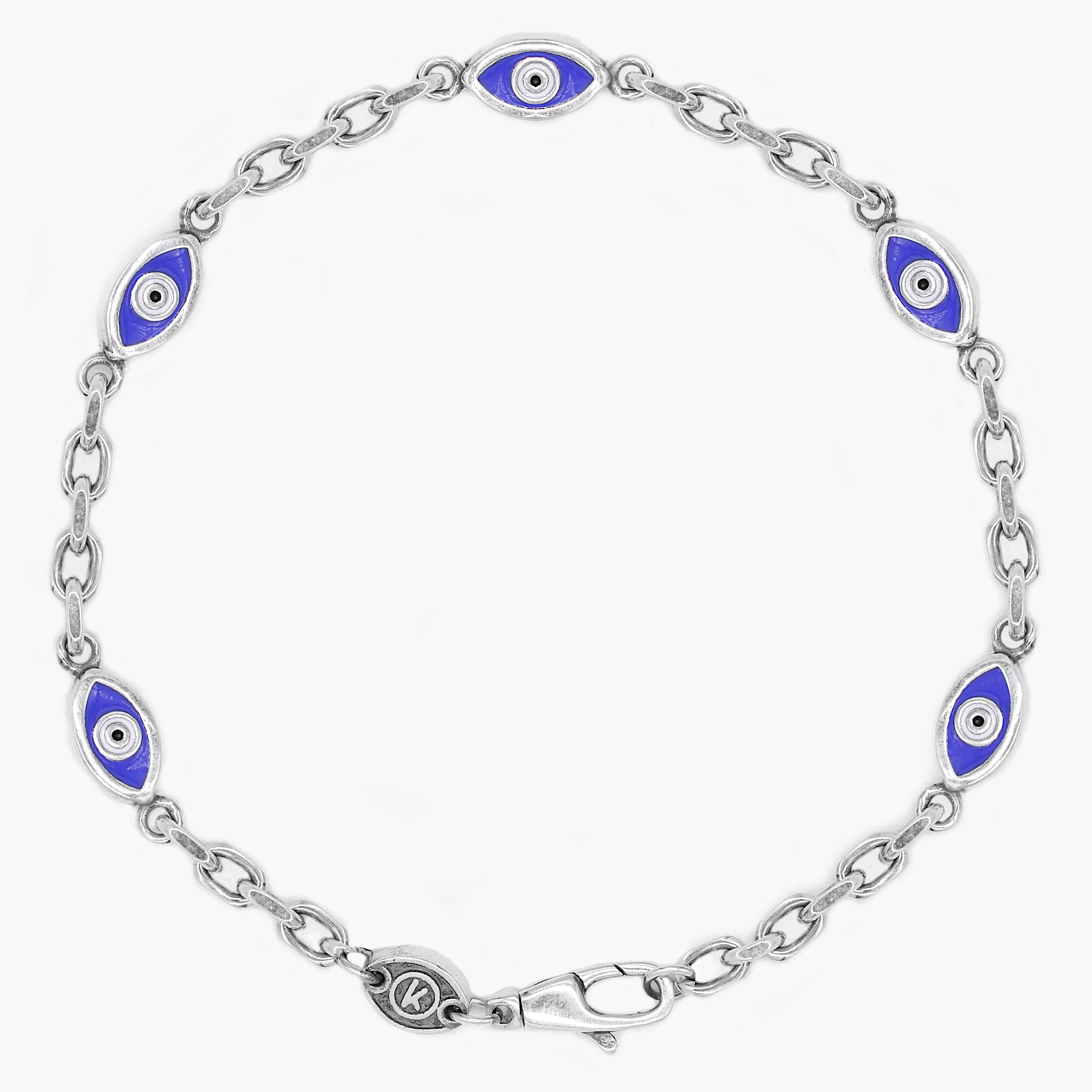 Multi Evil Eye Sterling Silver Chain Bracelet