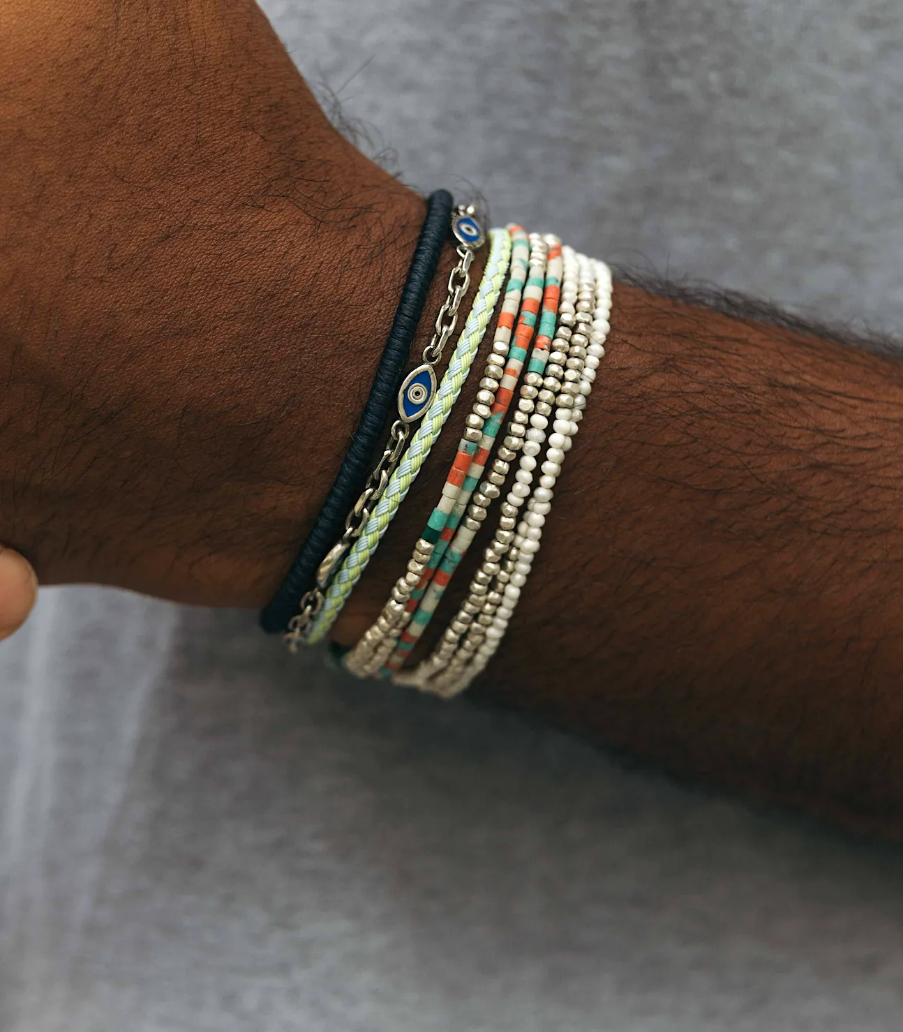 Multi Evil Eye Sterling Silver Chain Bracelet