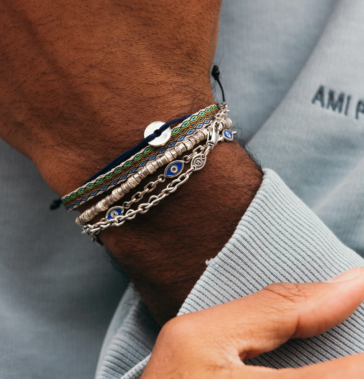 Multi Evil Eye Sterling Silver Chain Bracelet