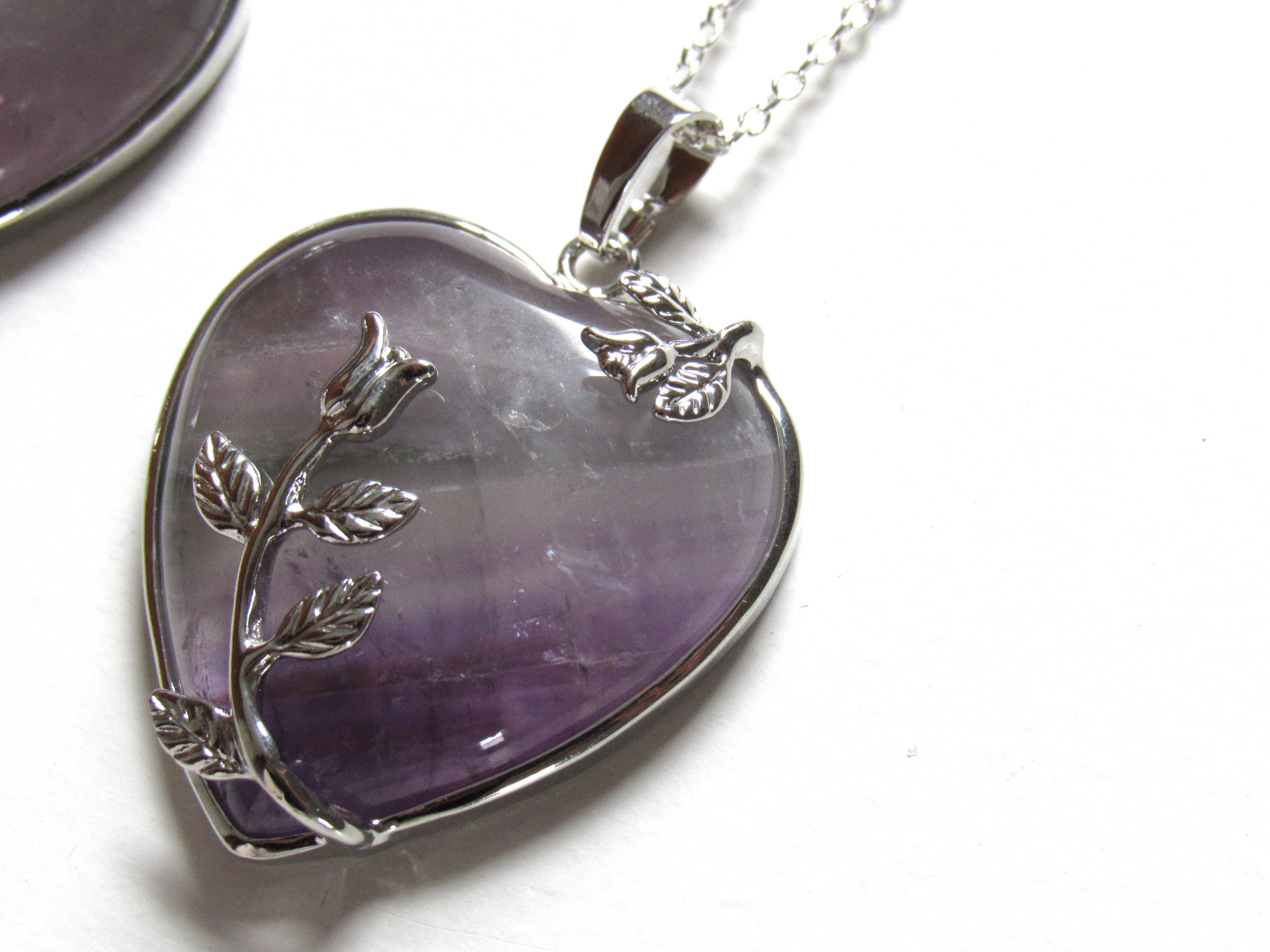 (New!) Fluorite Rose Stem Necklaces