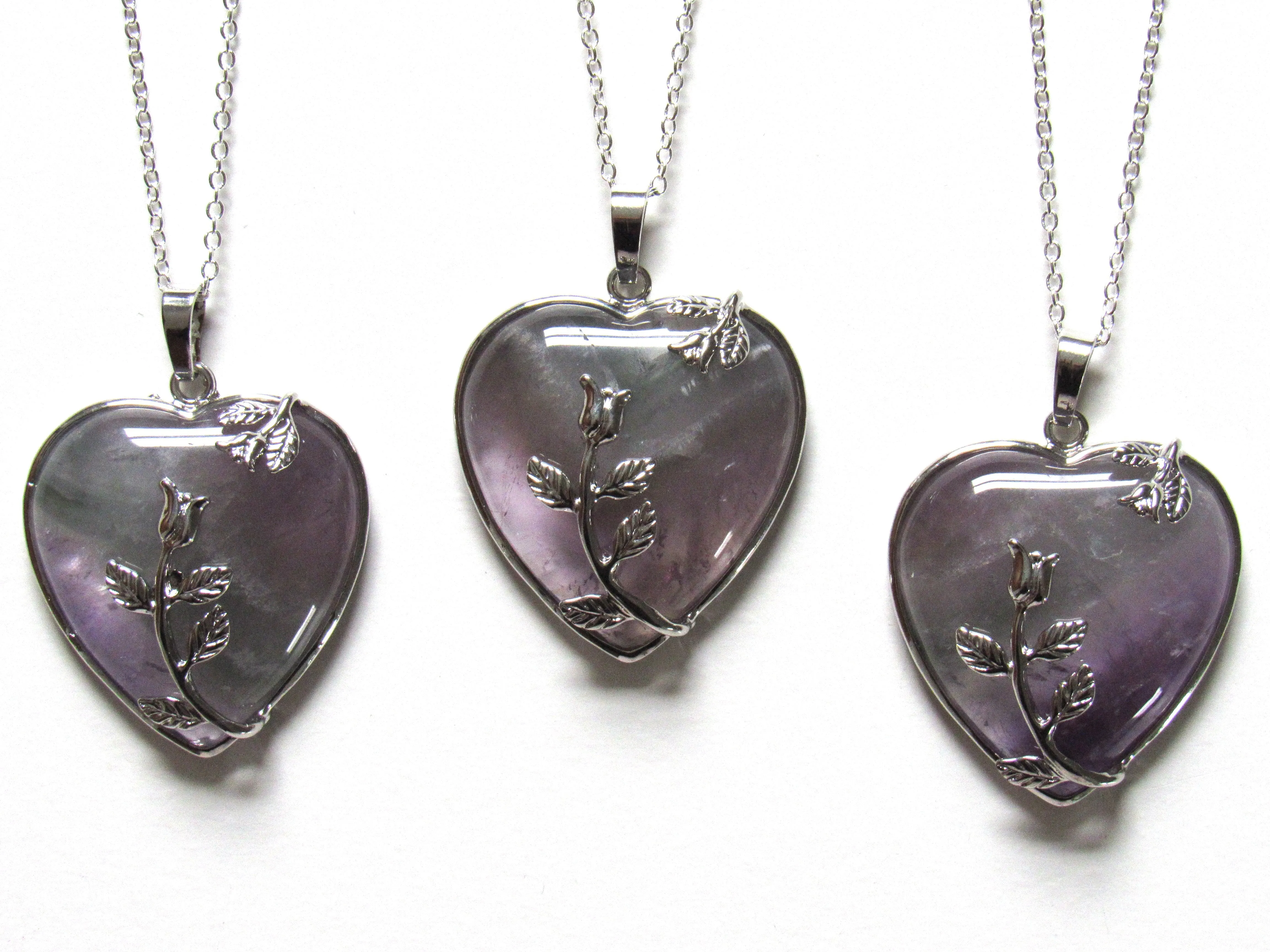 (New!) Fluorite Rose Stem Necklaces