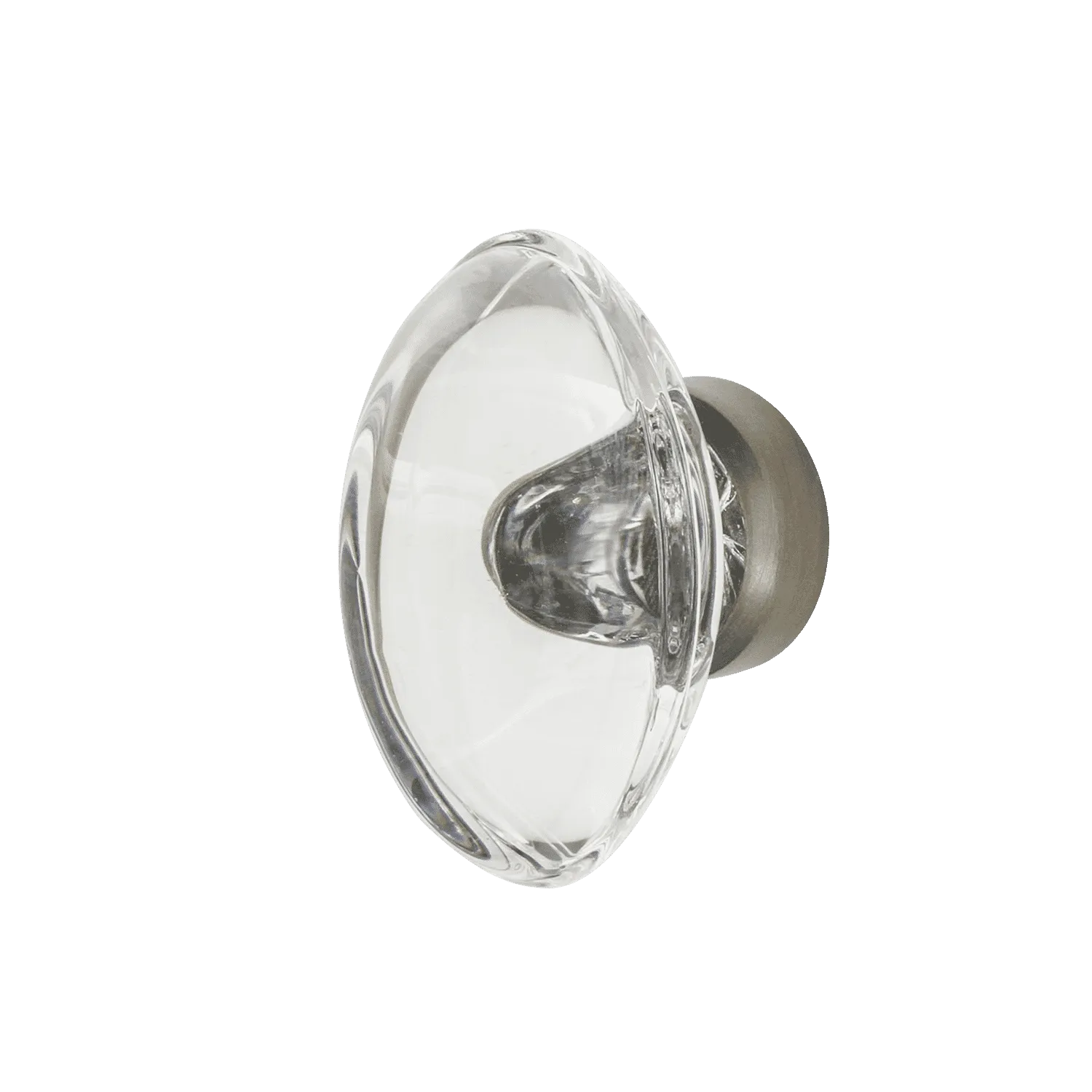 Oval Clear Crystal 1 3/4" Cabinet Knob in Satin Nickel