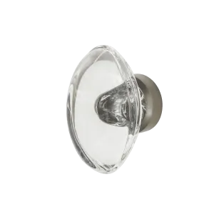 Oval Clear Crystal 1 3/4" Cabinet Knob in Satin Nickel