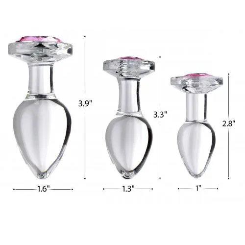 Premium Pink Gem Glass Anal Plug Set with Enhanced Comfort Design