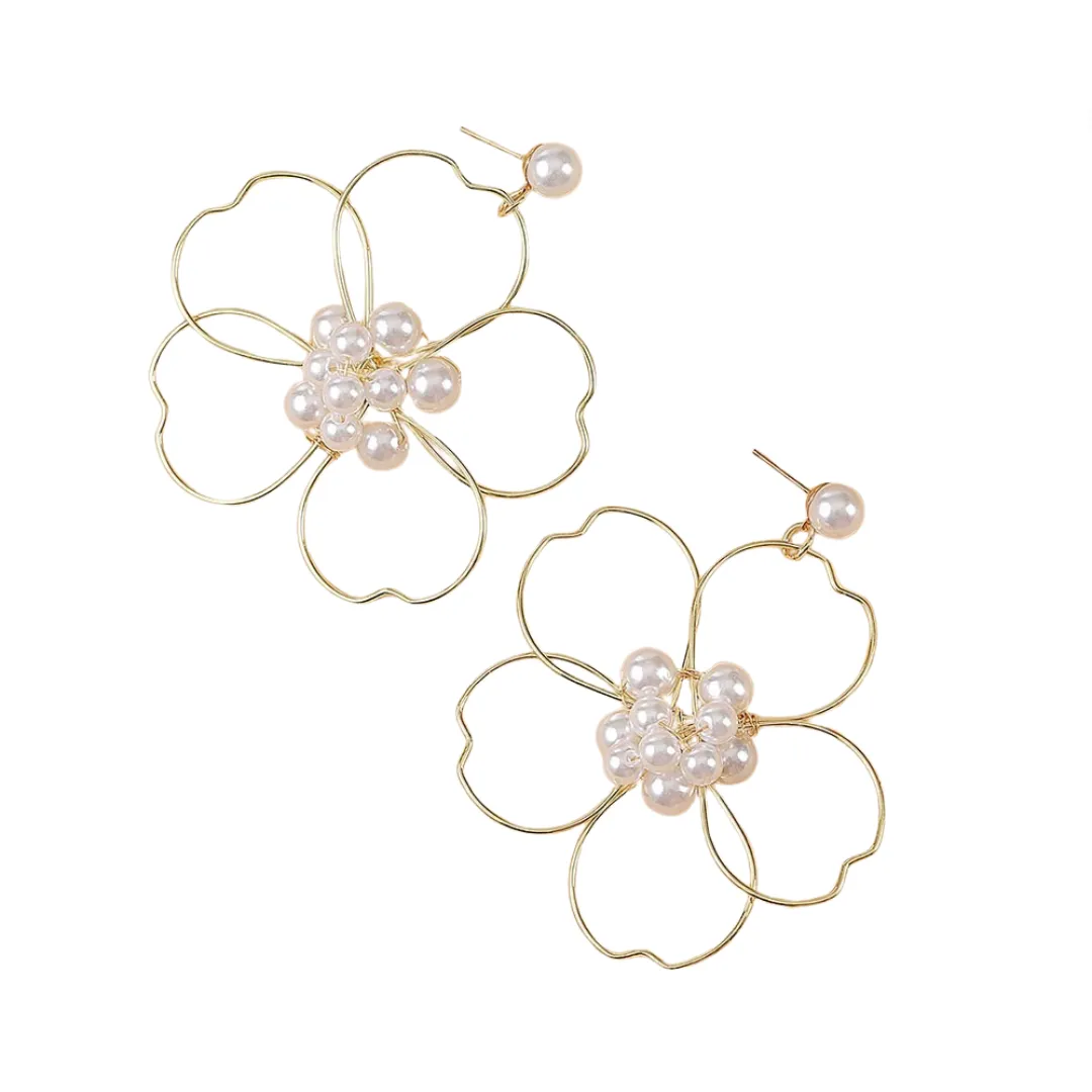 Pre Order: Pearl Woven Large Flower Earrings