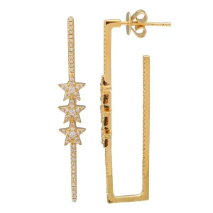 Rectangle Star Drop Earrings
