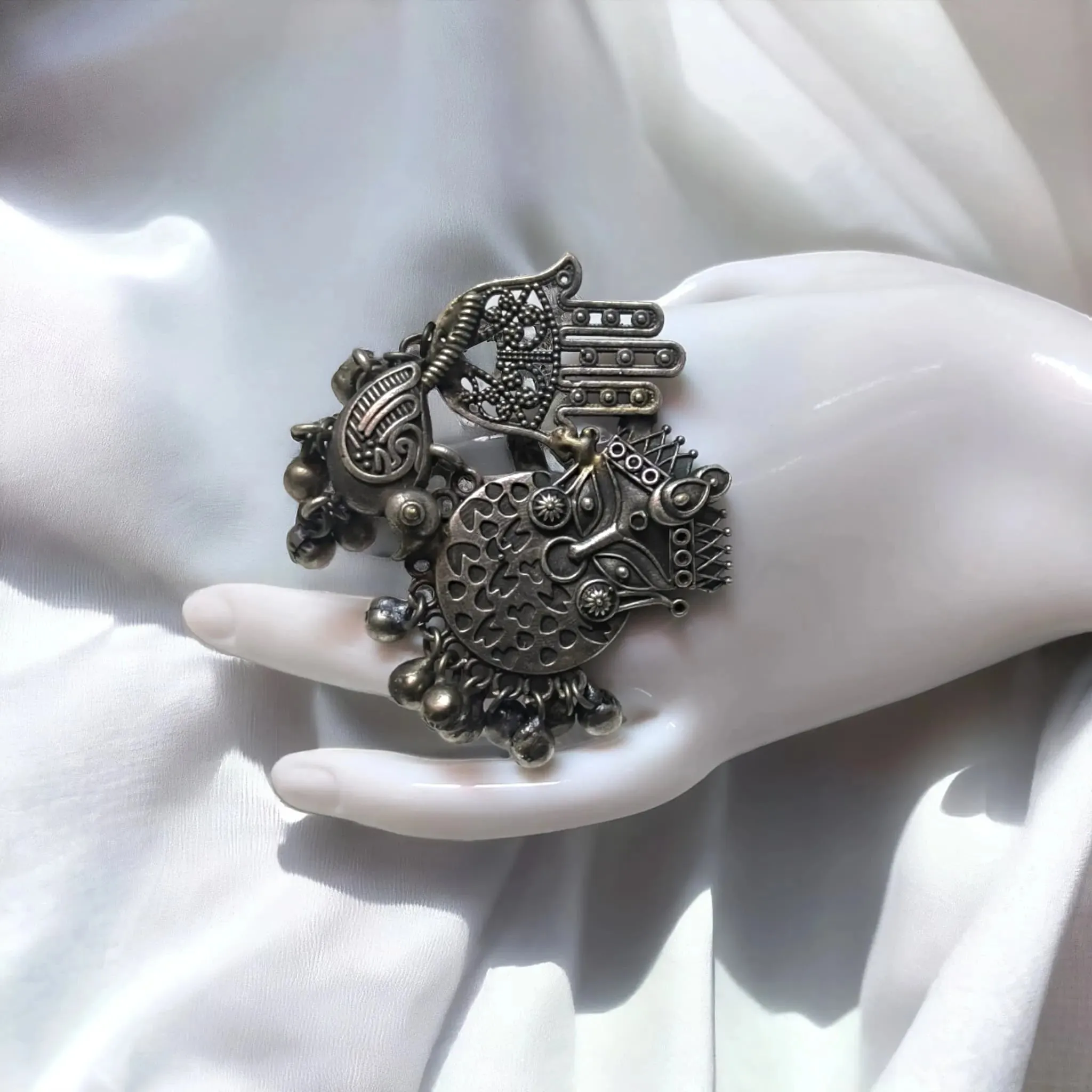 Reshma Silver Lookalike Oxidised Finger Ring