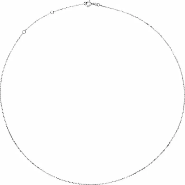 Rhodium-Plated Sterling Silver 1 mm Adjustable Diamond-Cut Cable 16-18" Chain