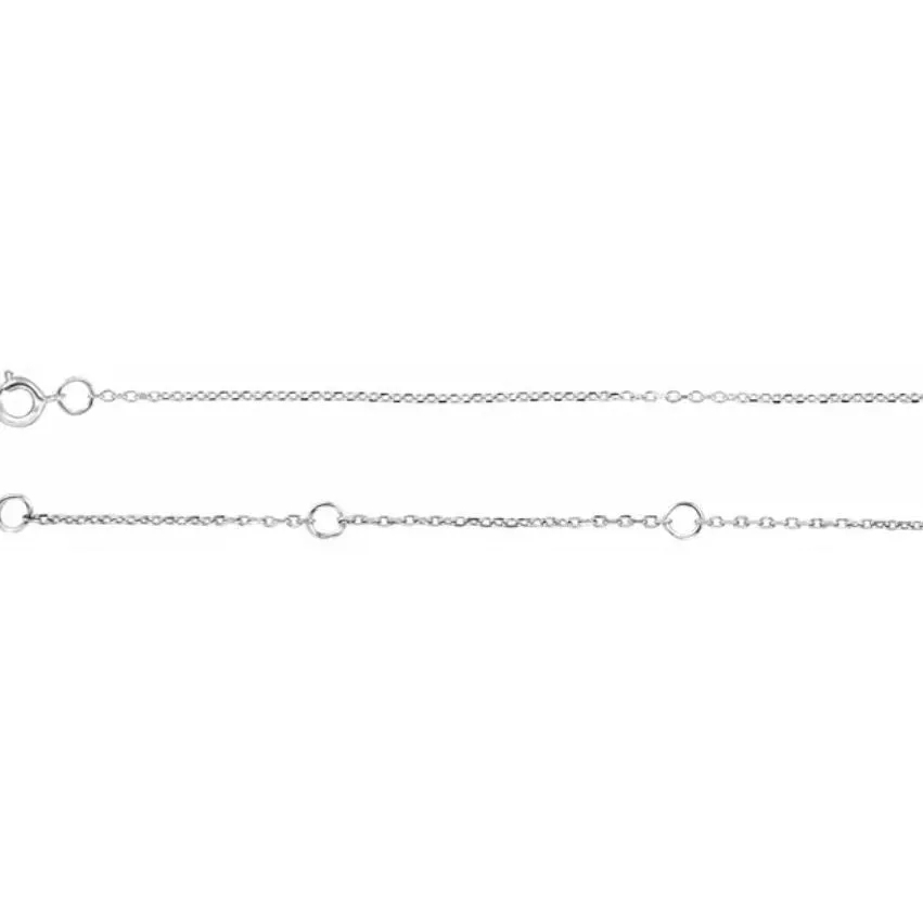 Rhodium-Plated Sterling Silver 1 mm Adjustable Diamond-Cut Cable 16-18" Chain