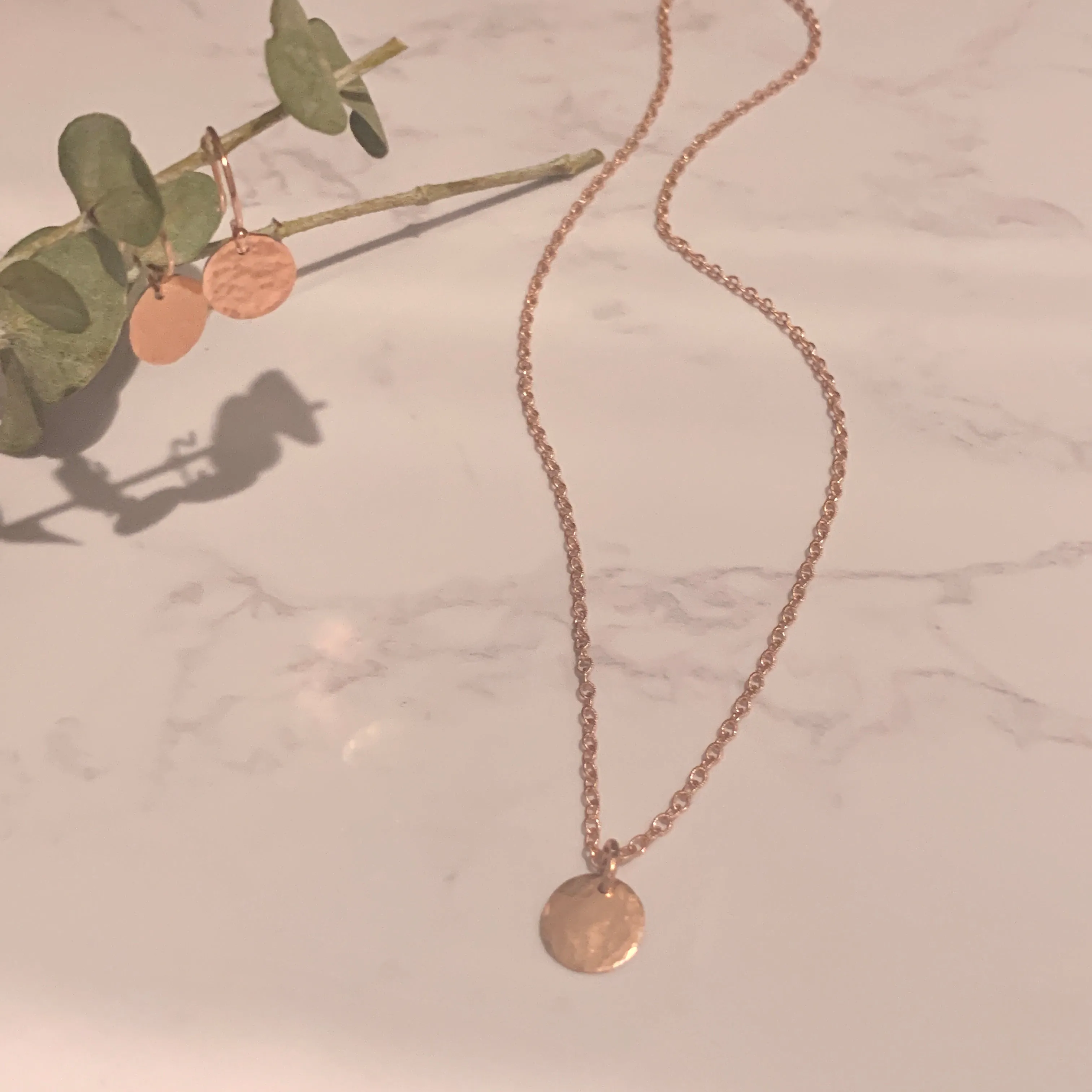 Rose Gold Hammered Disc Earrings