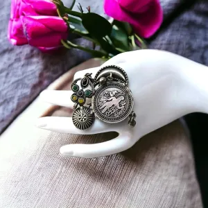 Sanjana Silver Lookalike Oxidised Finger Ring