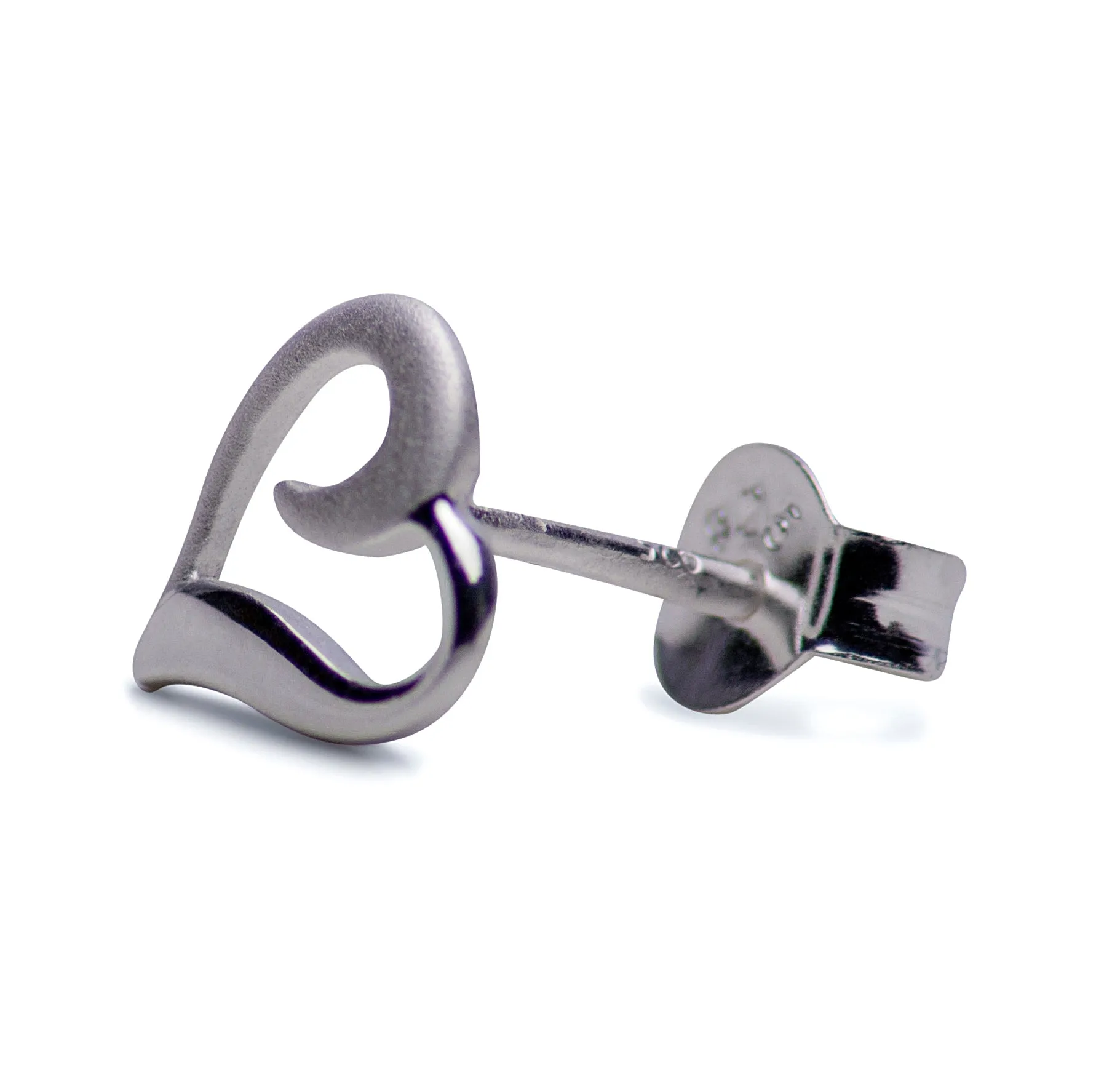 Shine & Matte Silver Heart Earrings
