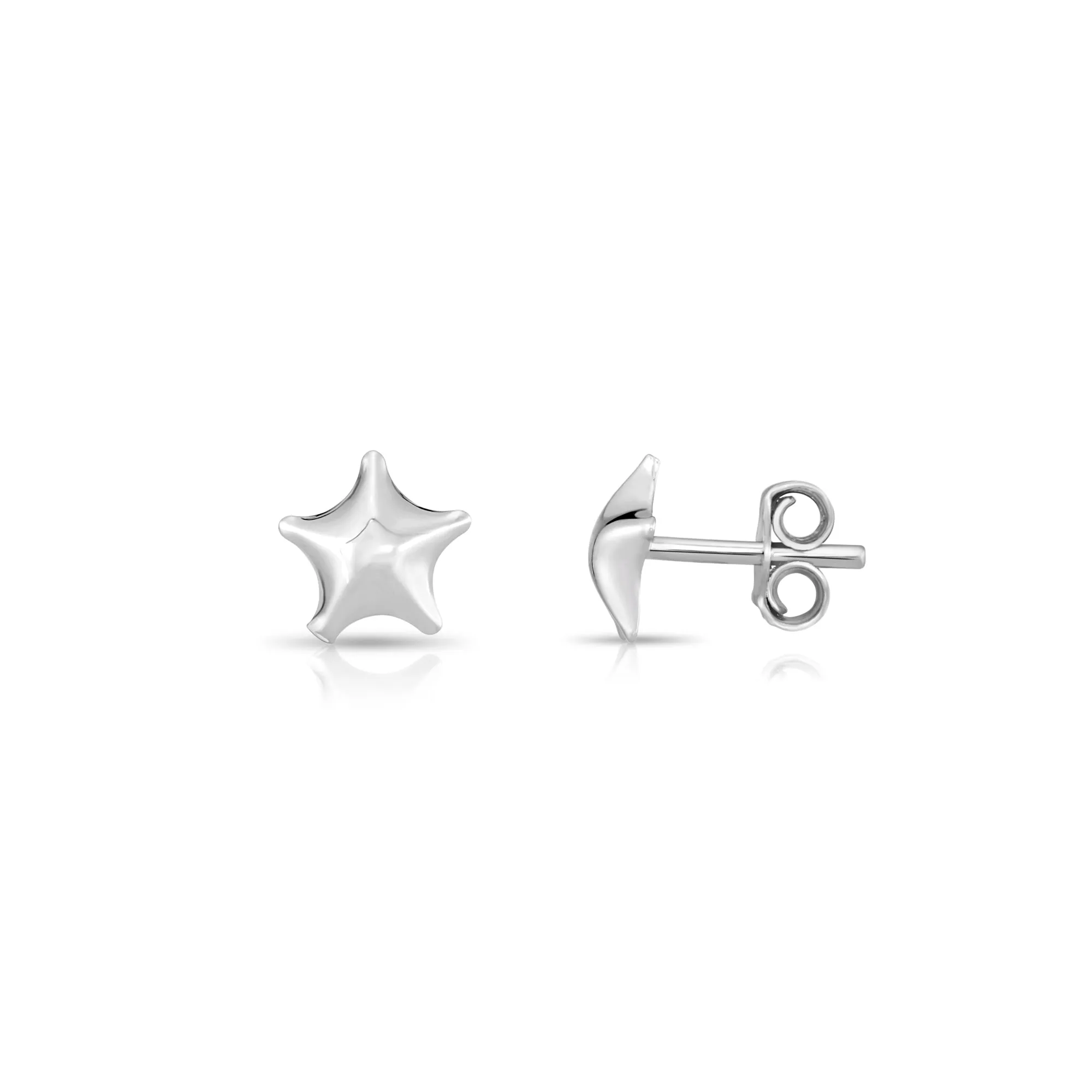 Shiny Star Stud Earrings in Sterling Silver