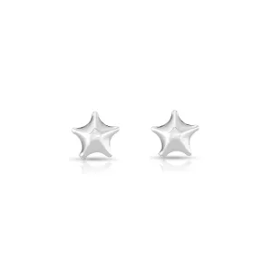 Shiny Star Stud Earrings in Sterling Silver