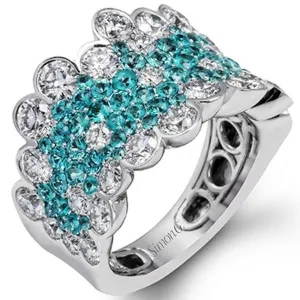 Exquisite Simon G. Blue Paraiba Tourmaline and Sparkling Pave Diamond Ring - Luxury Statement Jewelry