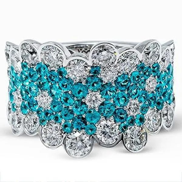 Exquisite Simon G. Blue Paraiba Tourmaline and Sparkling Pave Diamond Ring - Luxury Statement Jewelry
