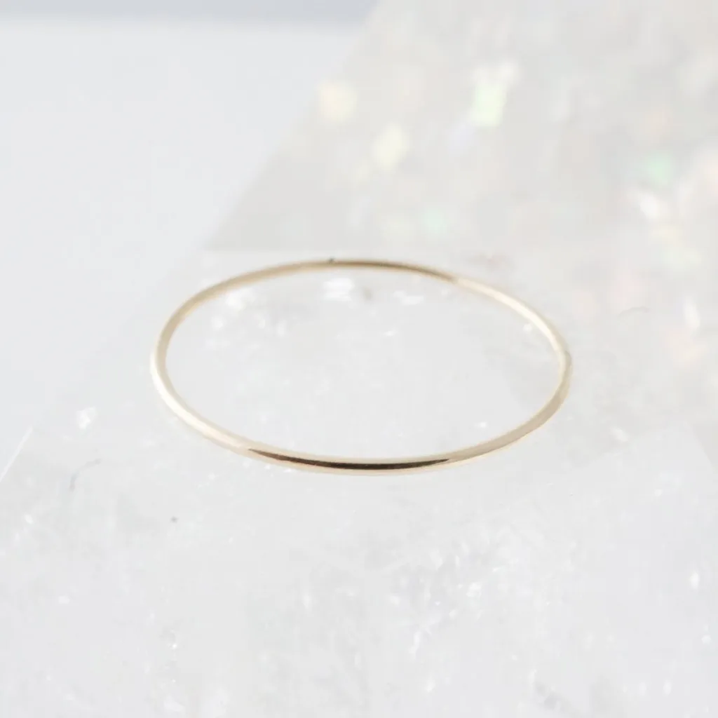 Skinny Stacking Ring, 14k Gold