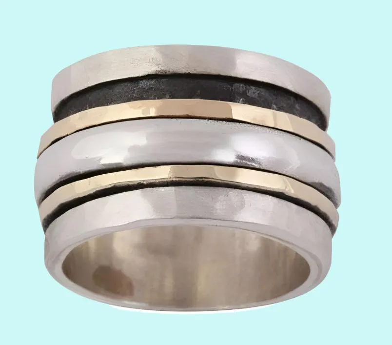 Spinner Ring  Spinning ring Sterling silver 9K yellow gold.