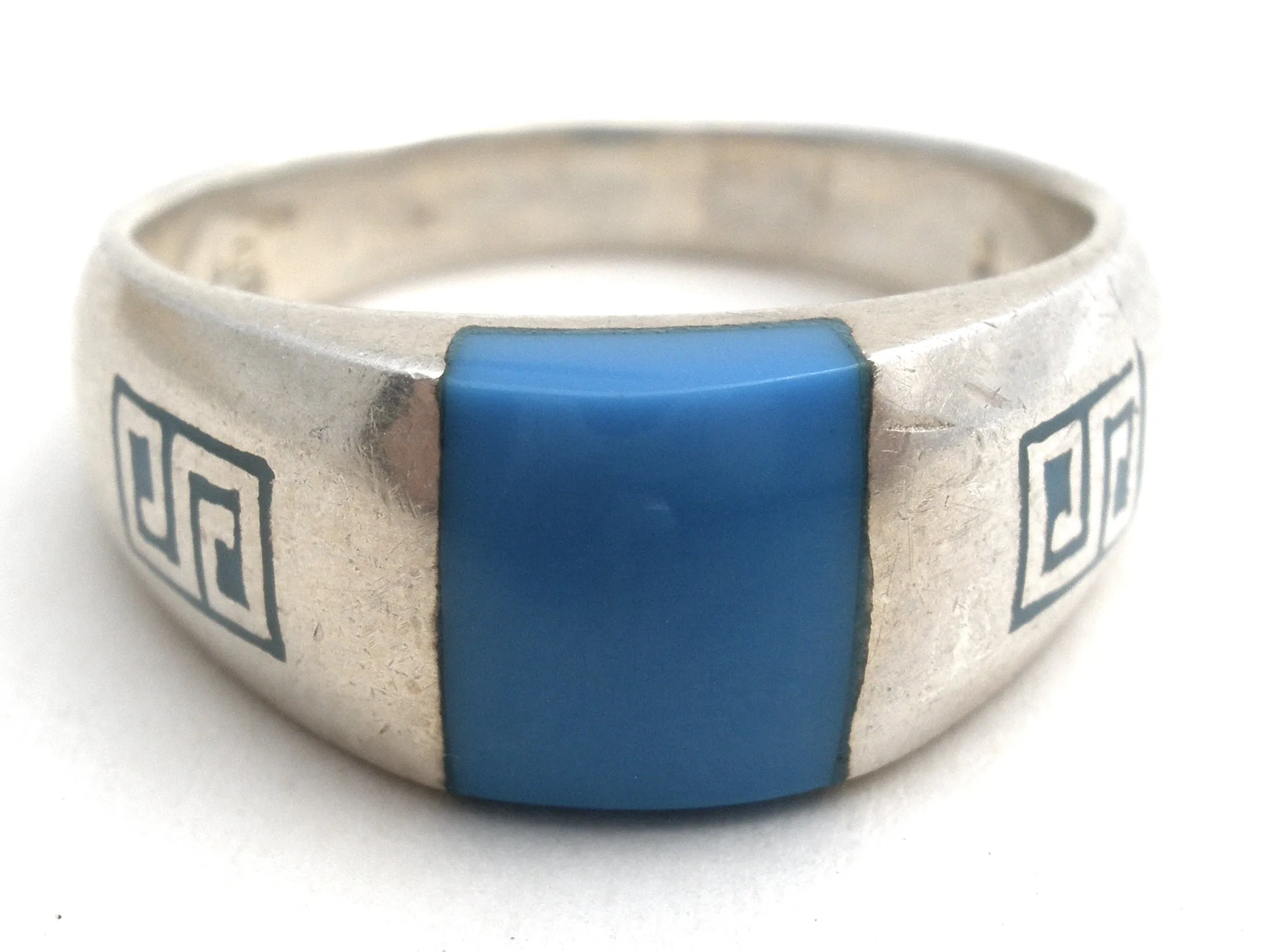 Sterling Silver Inlay Turquoise Ring Size 8.5