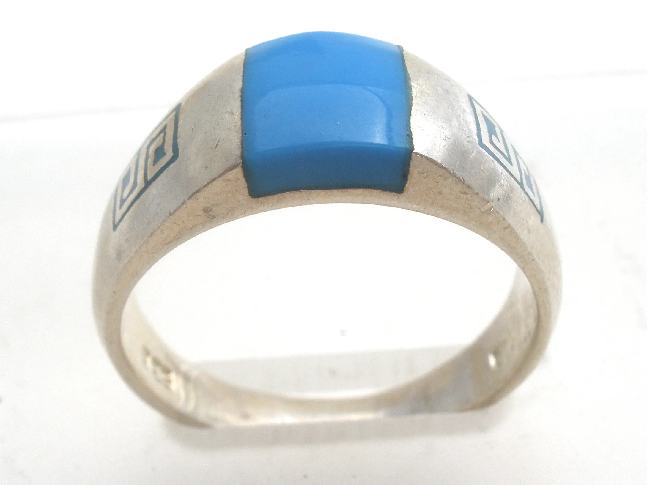 Sterling Silver Inlay Turquoise Ring Size 8.5