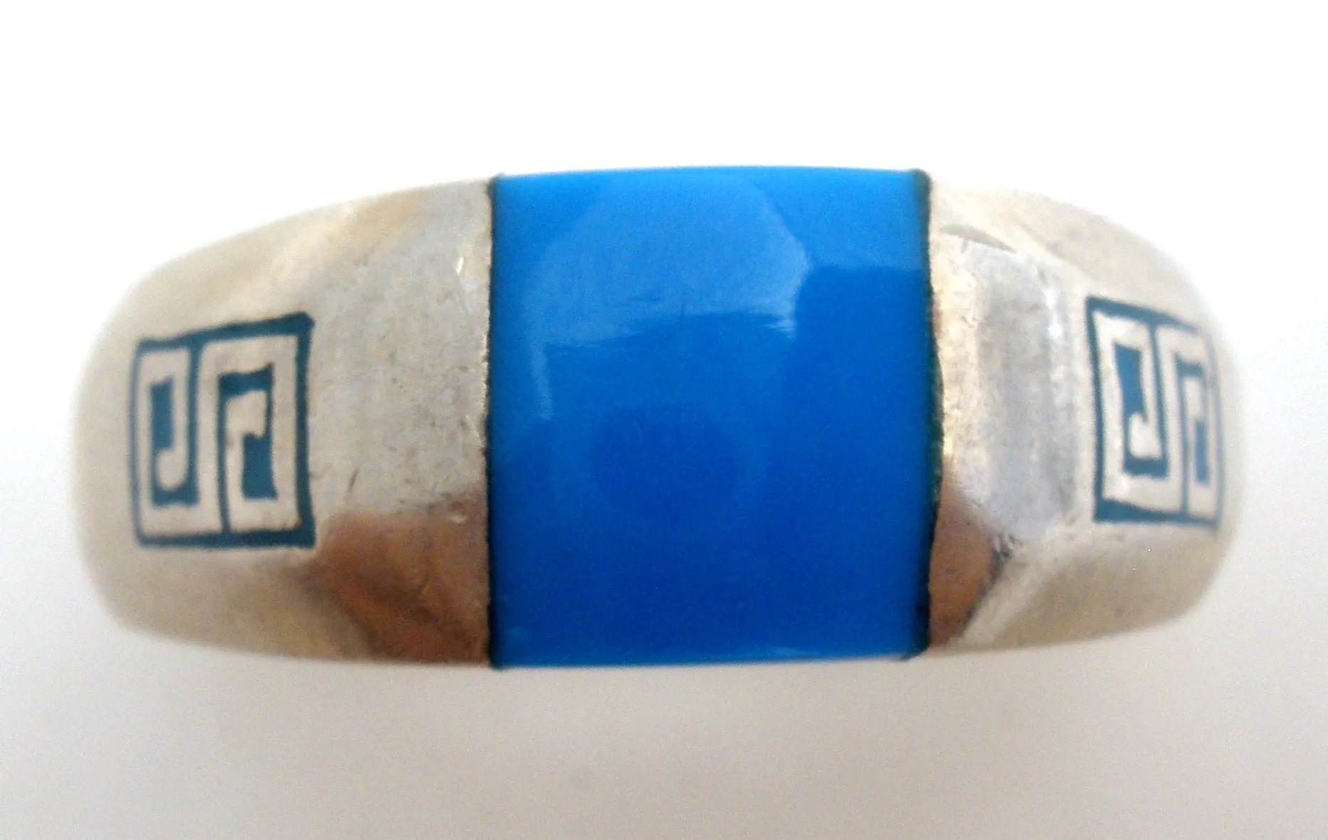 Sterling Silver Inlay Turquoise Ring Size 8.5