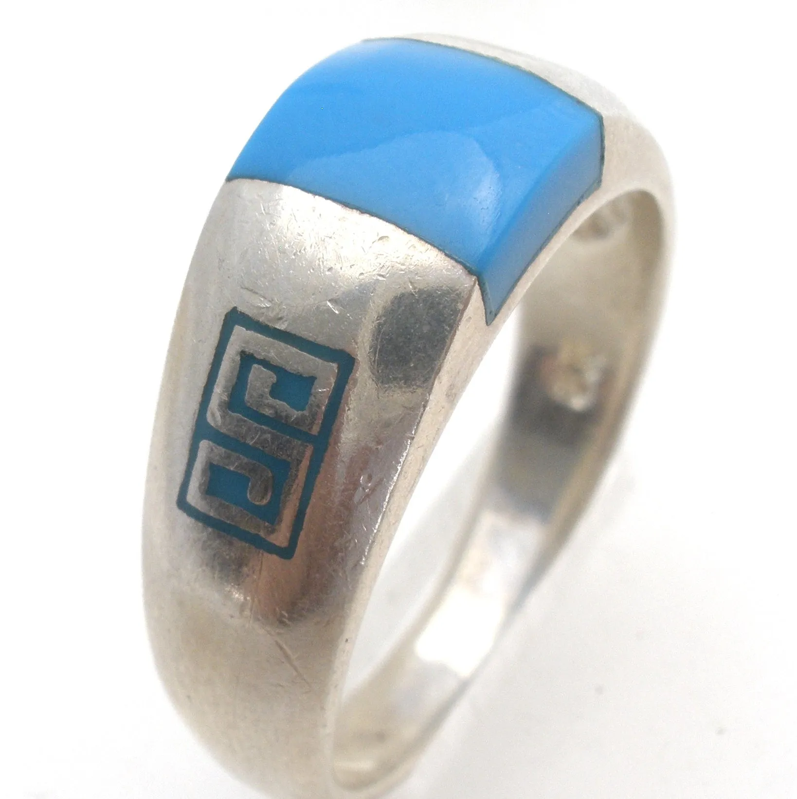 Sterling Silver Inlay Turquoise Ring Size 8.5