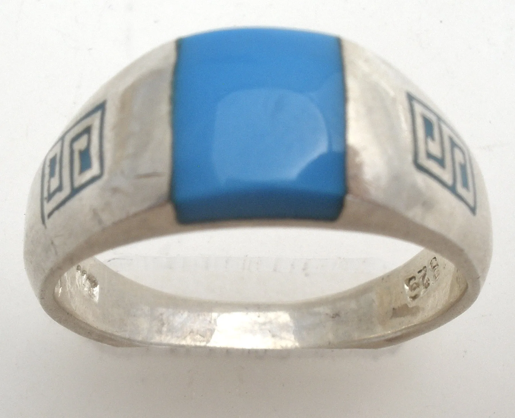 Sterling Silver Inlay Turquoise Ring Size 8.5