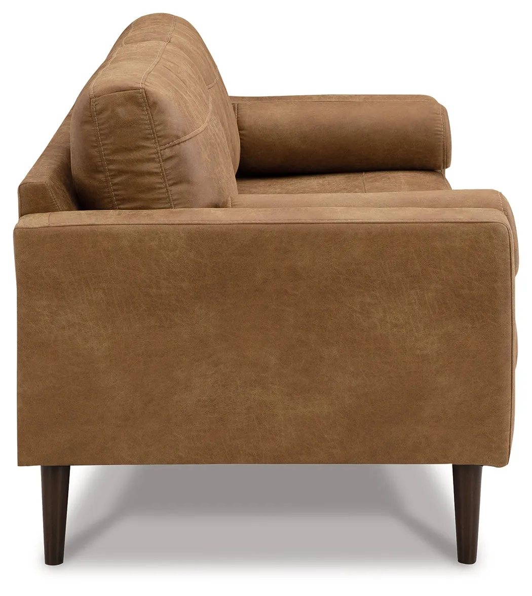 Telora Sofa, Loveseat, Chair and Ottoman in Caramel