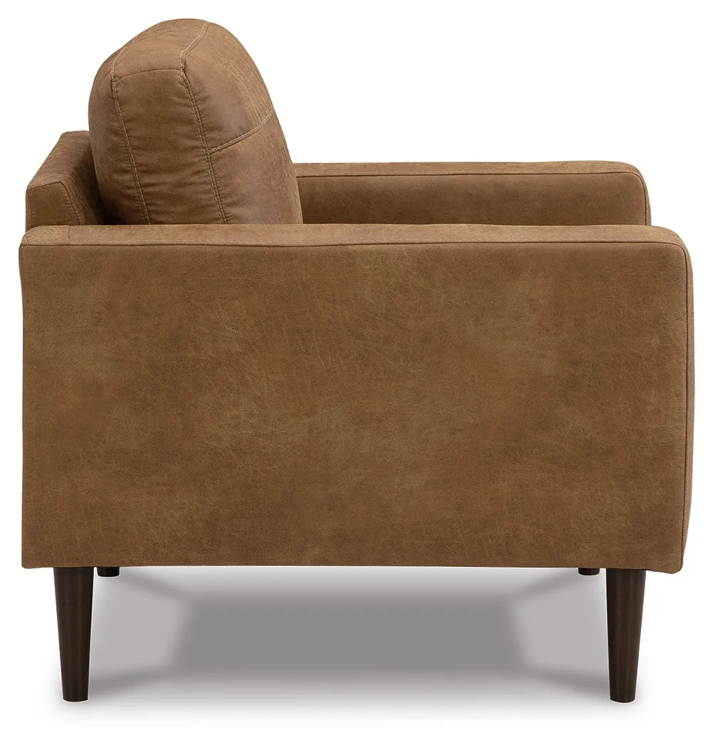Telora Sofa, Loveseat, Chair and Ottoman in Caramel
